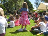 Children watching a free event.